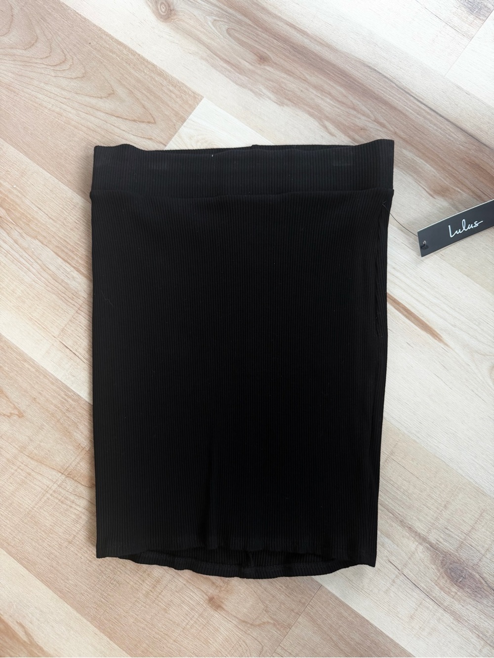 Lulu's Black Ribbed Mini Skirt